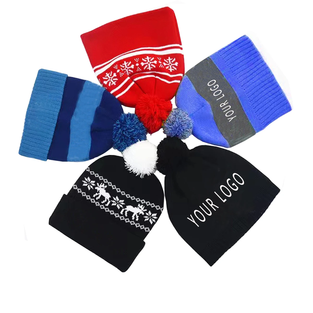 Custom Knit Beanie With Pom MOQ 100pcs 1