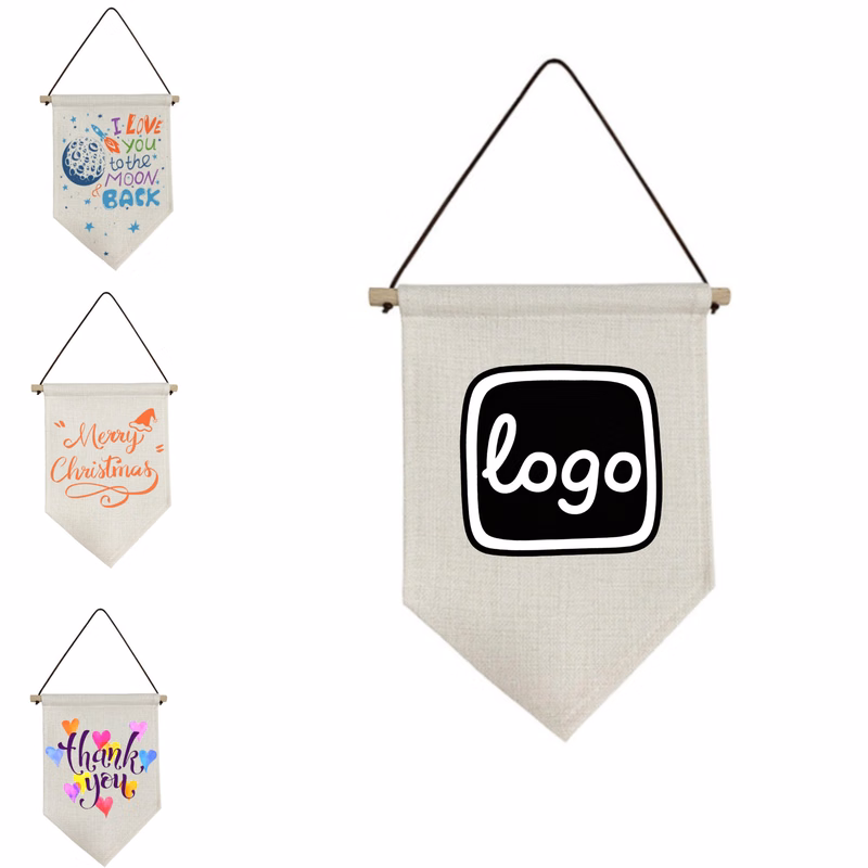 Full Color Triangle Flag Banner Whit Wooden Stick