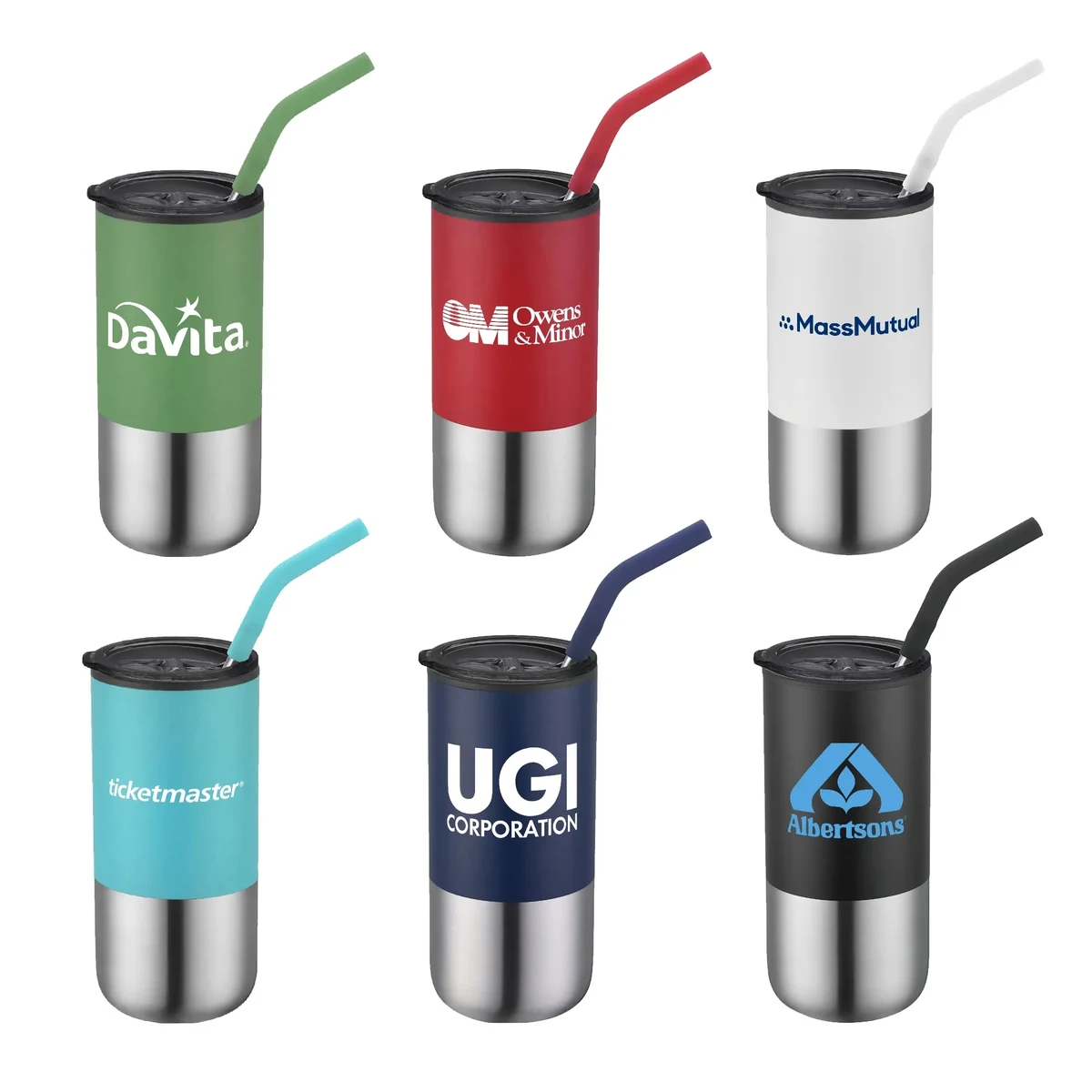 16oz. Double Wall SS / PP Tumbler w/Silicone Sip Steel Straw 1