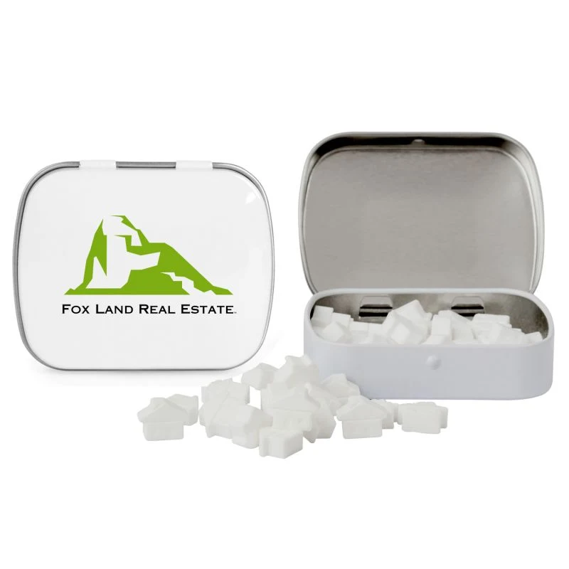 Domed Tin with House Shaped Mints 1