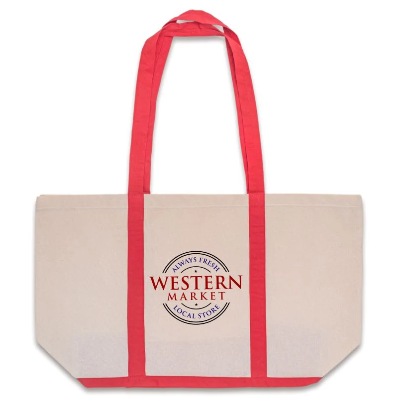 Custom Two Tone Cotton Canvas Tote Bags, custom tote bag with logo imprint 1