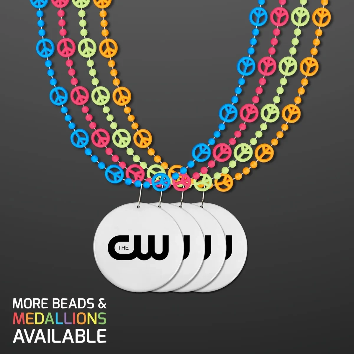 Peace Sign Bead Necklaces with White Medallion 1