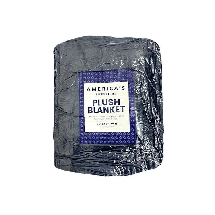 America's Suppliers Twin Plush Blanket - Black 66x90 1