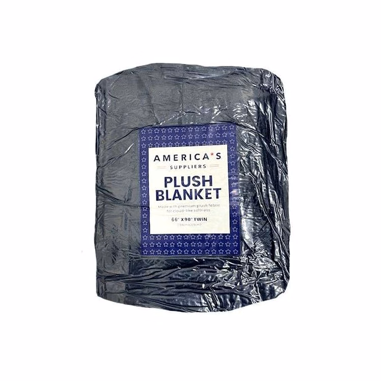 America's Suppliers Twin Plush Blanket - Black 66x90