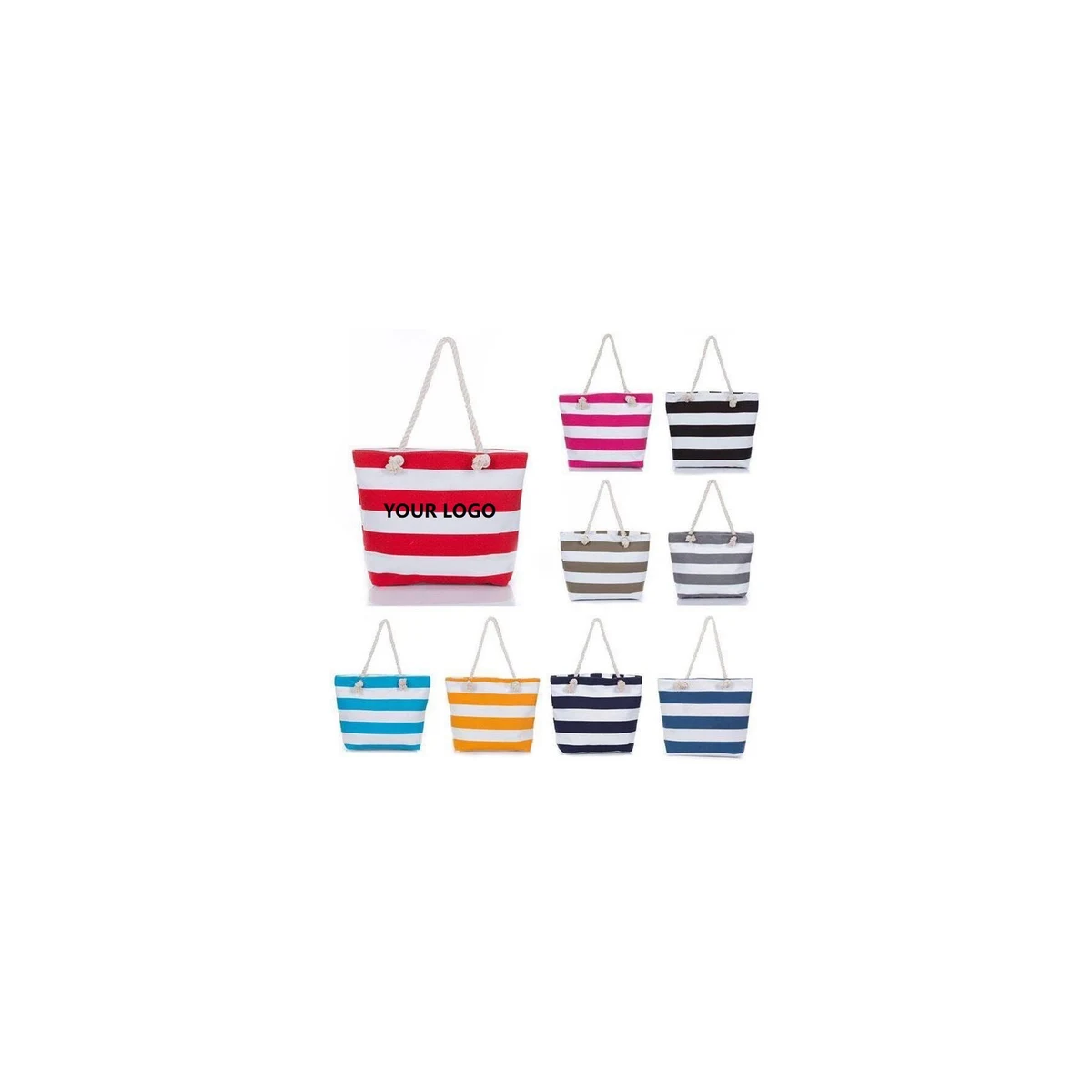Zippered Cotton Canvas Boat Tote 1