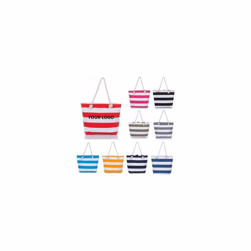 Zippered Cotton Canvas Boat Tote