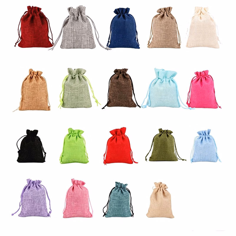 Faux Jute Drawstring Pouch with Custom Logo