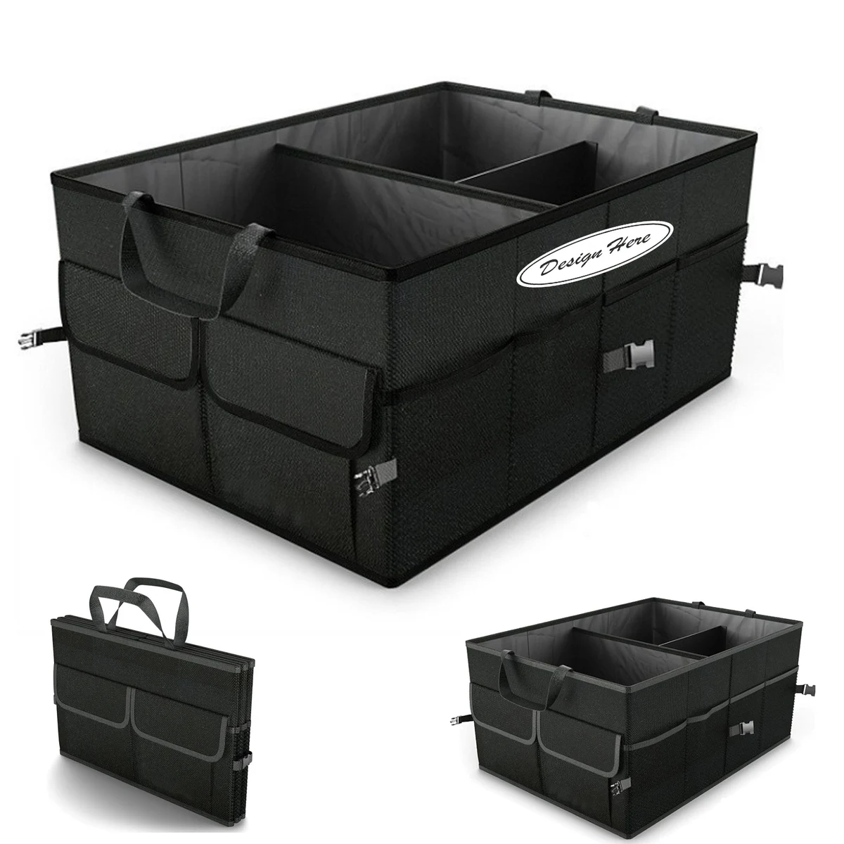 Compact Cargo Storage Organizer for Cars with Strap Handle 1