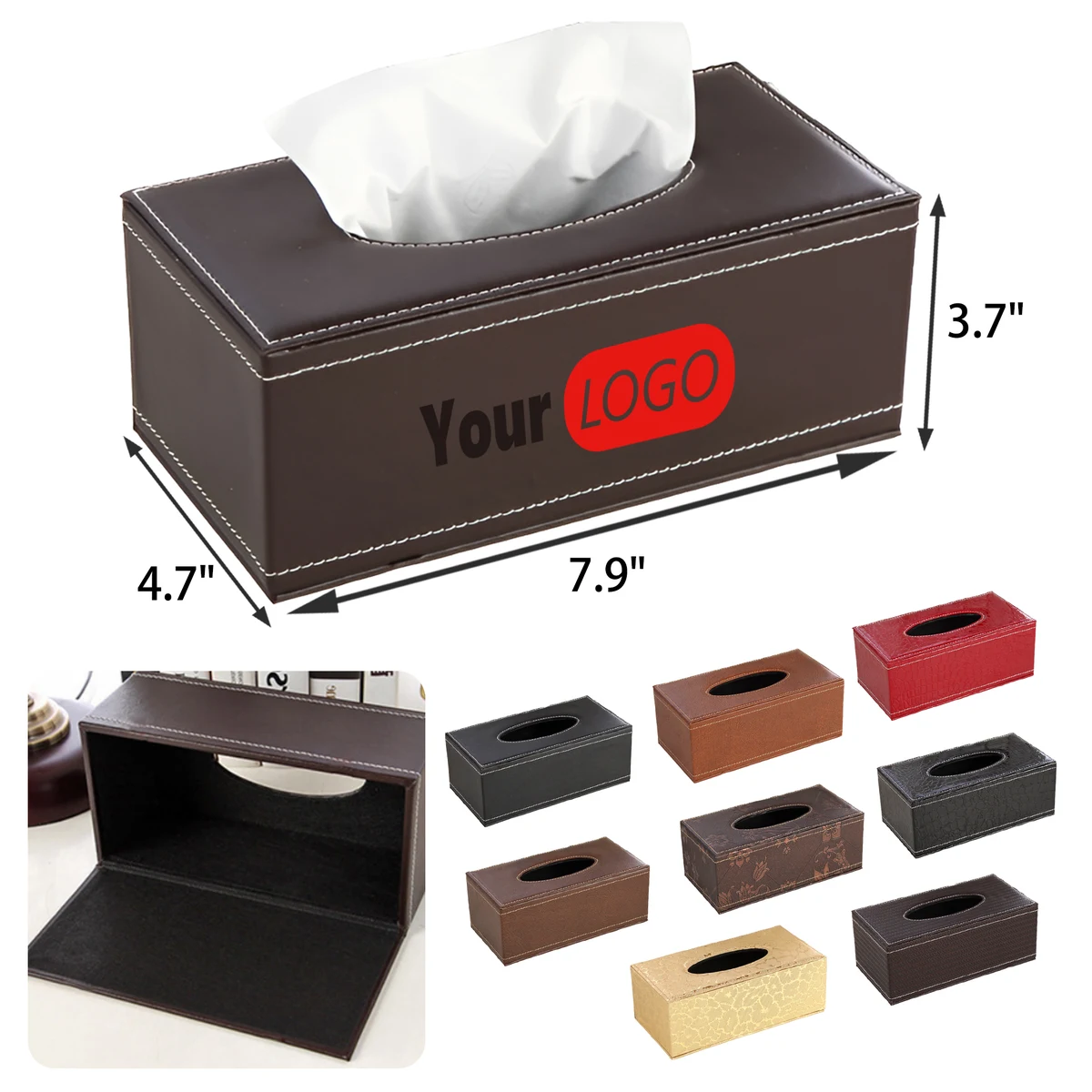 MOQ 50 PCS Durable PU Leather Tissue Box 1