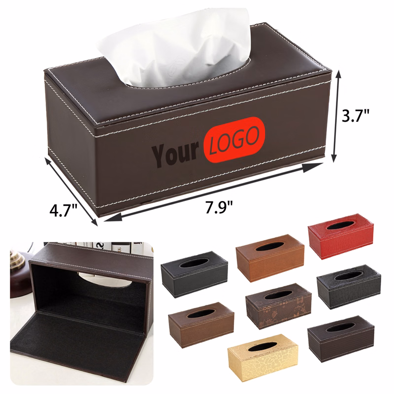 MOQ 50 PCS Durable PU Leather Tissue Box
