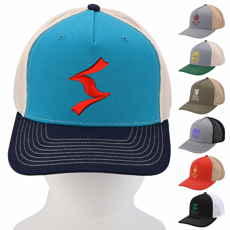 Cotton-Mesh Trucker Cap With Adjustable Snapback