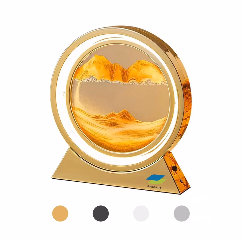 3D Moving Sandscapes With Led Light Rotating Table Lamp
