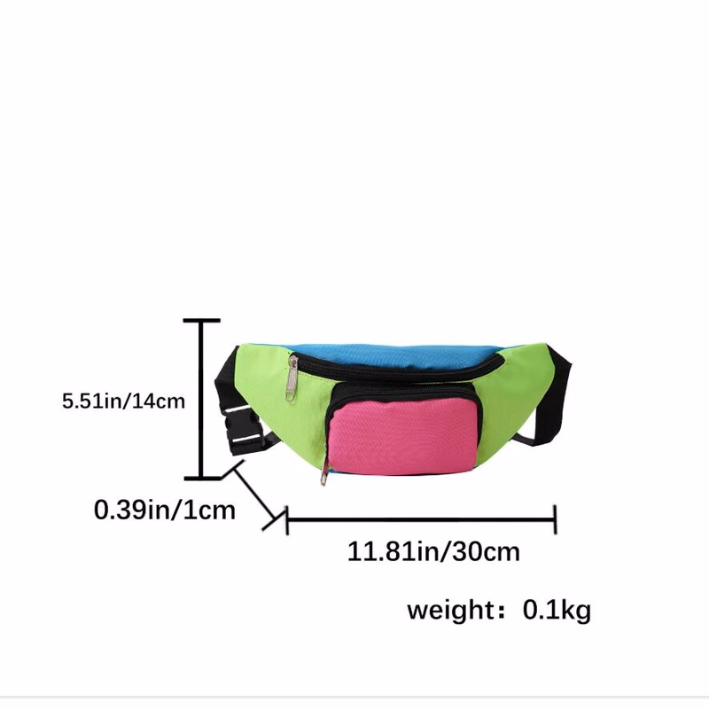 Two Zipper Colorful Fanny Pack