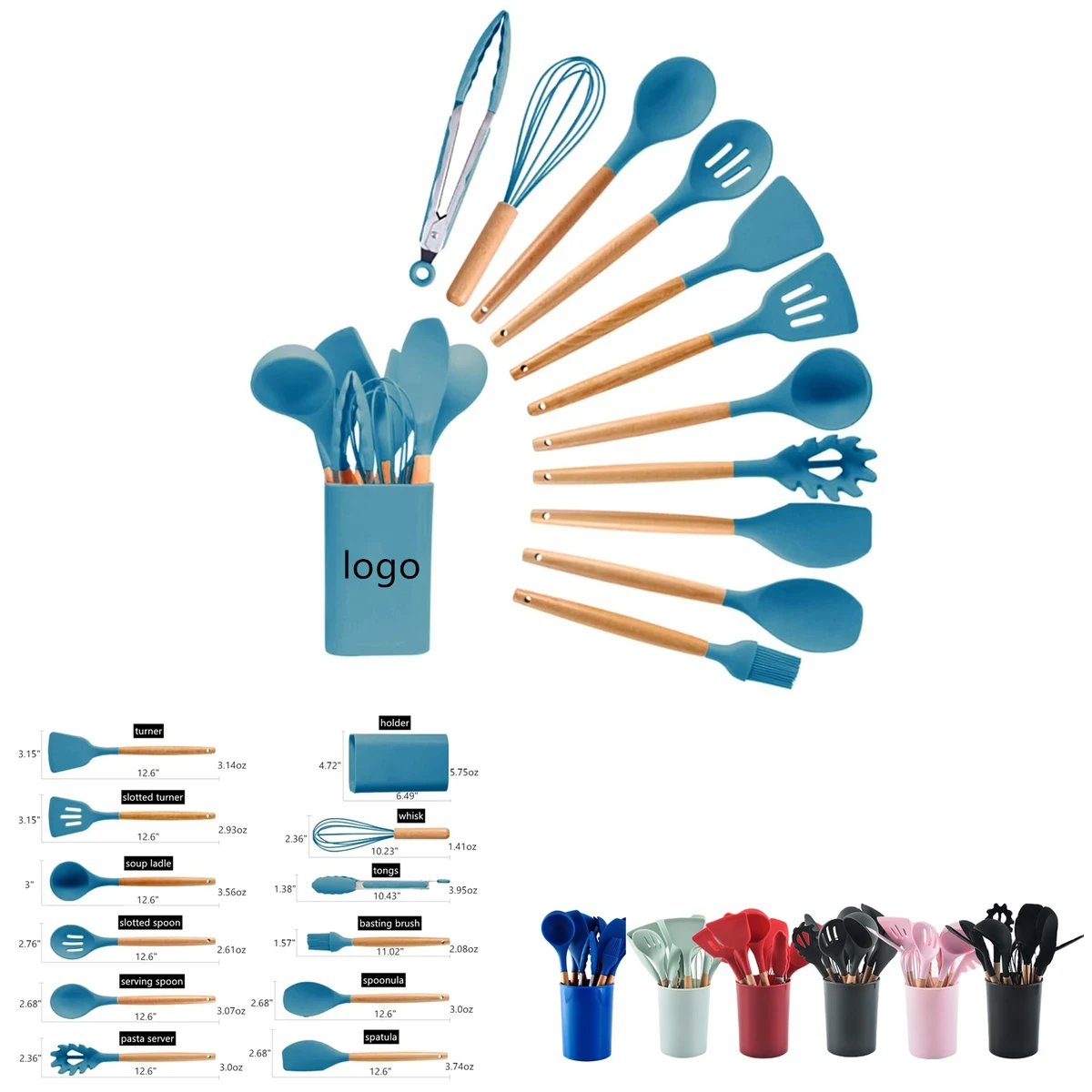 12 Pcs Silicone Cooking Kitchen Utensils Set 1