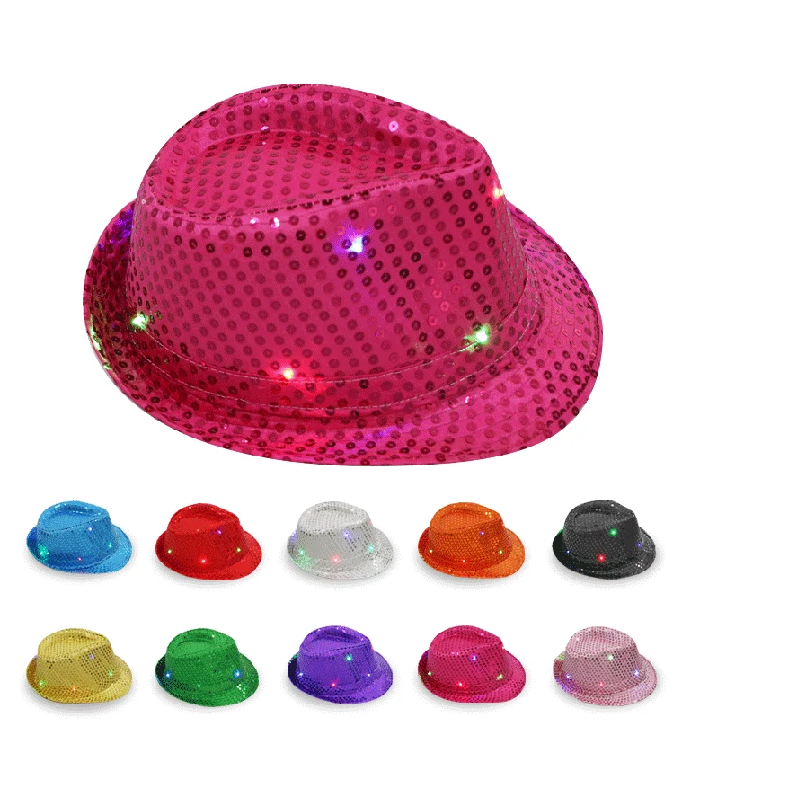 LED Light Up Sequin Fedora Party Hat 1