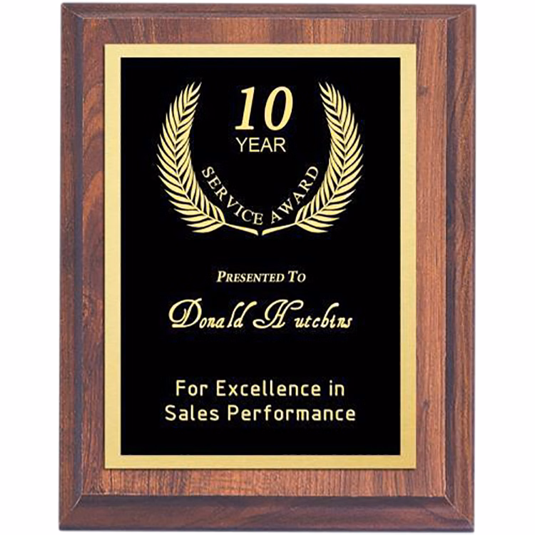 USA Cherry Finish Double Plate Engraved Award Plaque