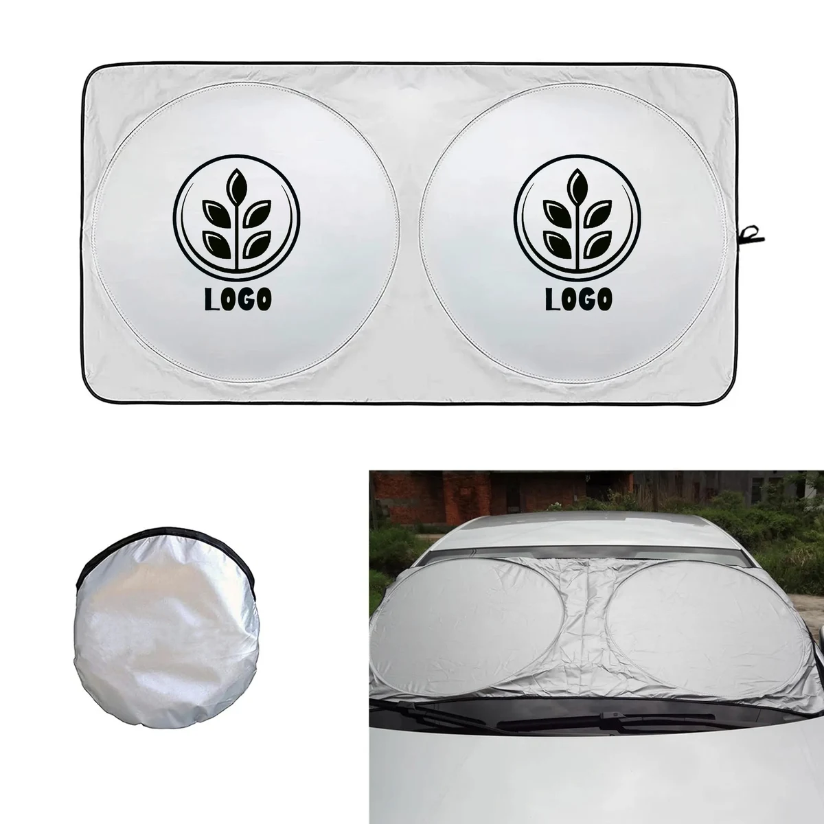 Car Windshield Sun Shade w/Storage Pouch 1