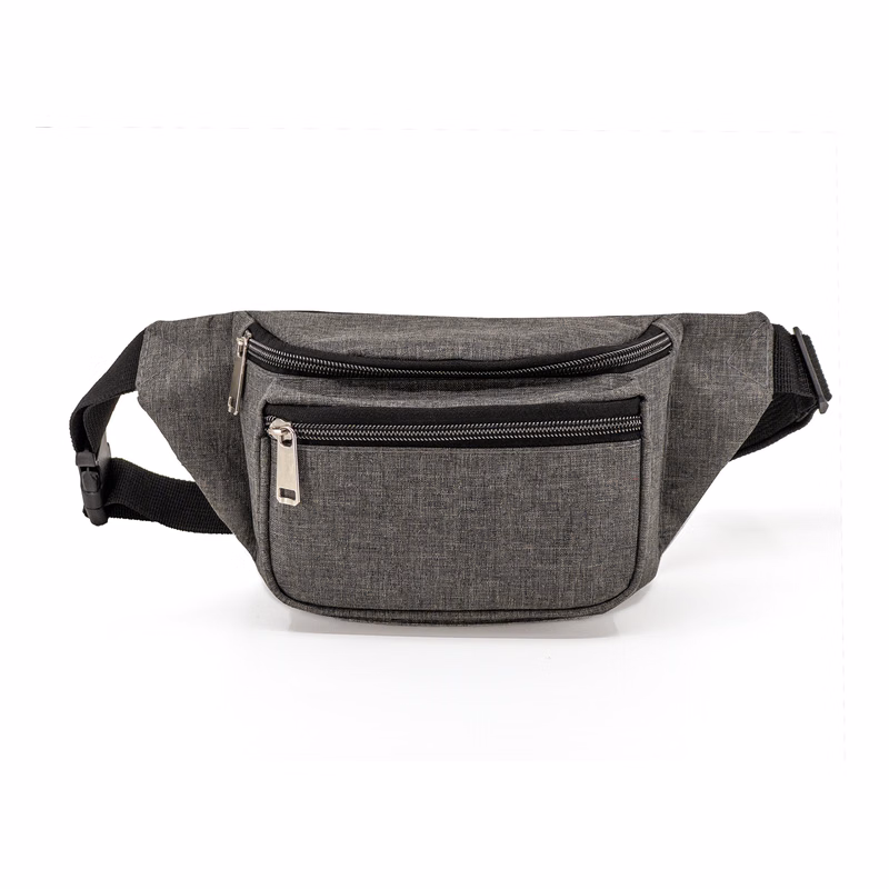 Heathered Three-Zipper Fanny Pack