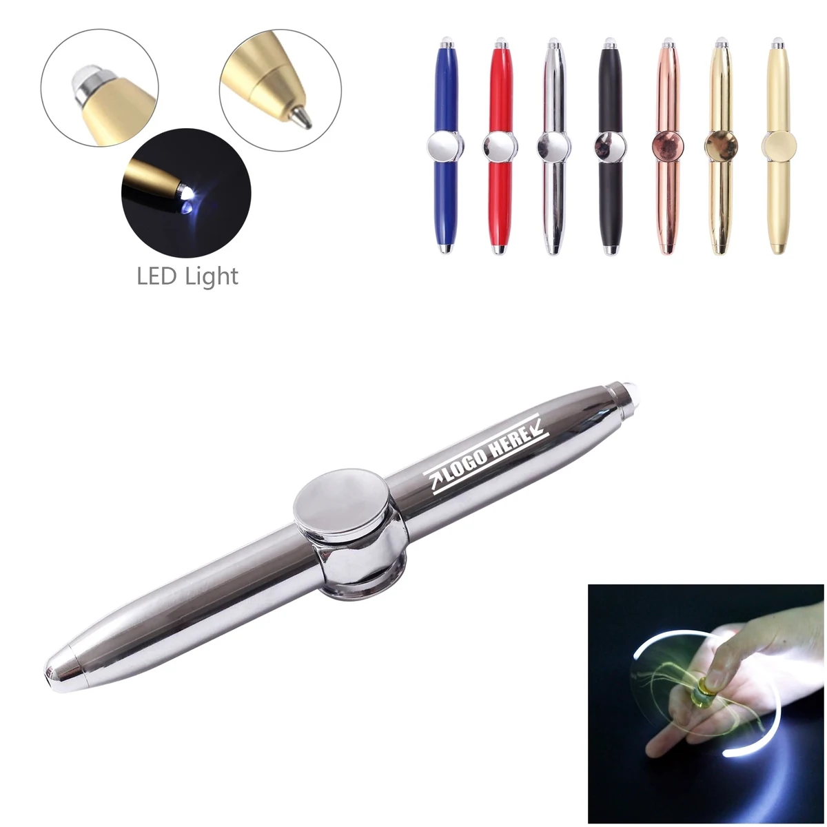 Spinner LED Light Metal Pen 1