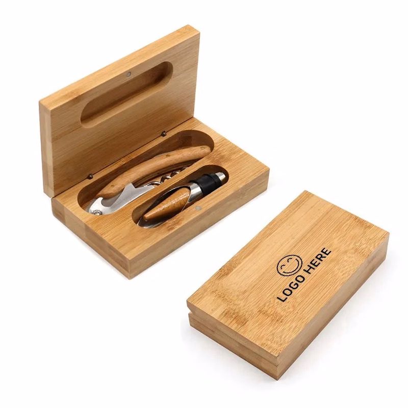 2-Piece Bamboo Wine Opener Set