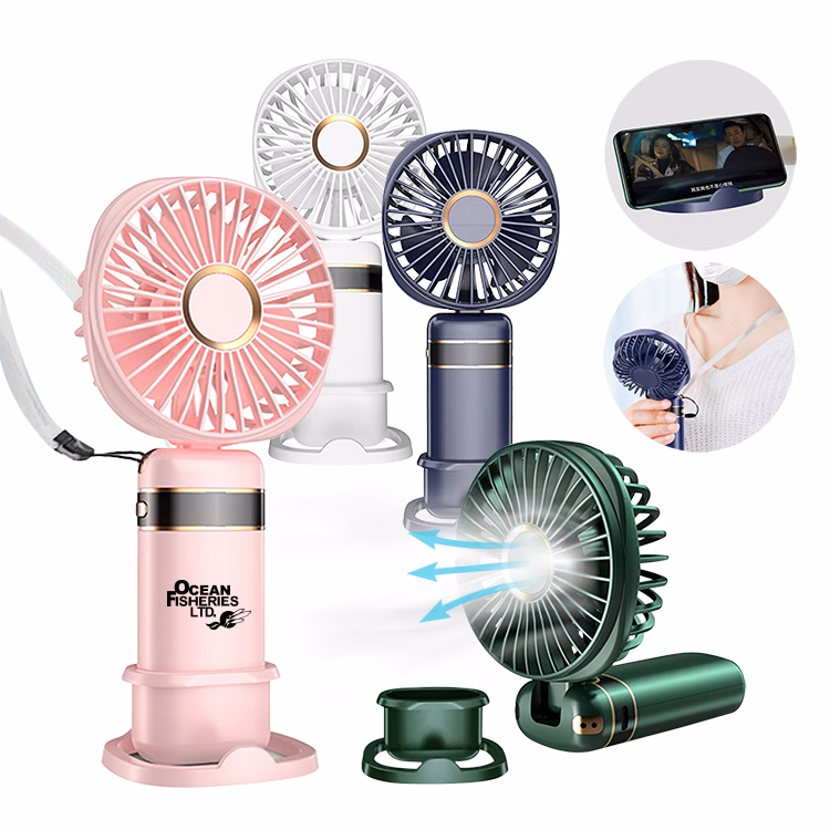 Free Shipping 3000mAh USB Charging 5 Speeds Folded Fans w/ Lanyard