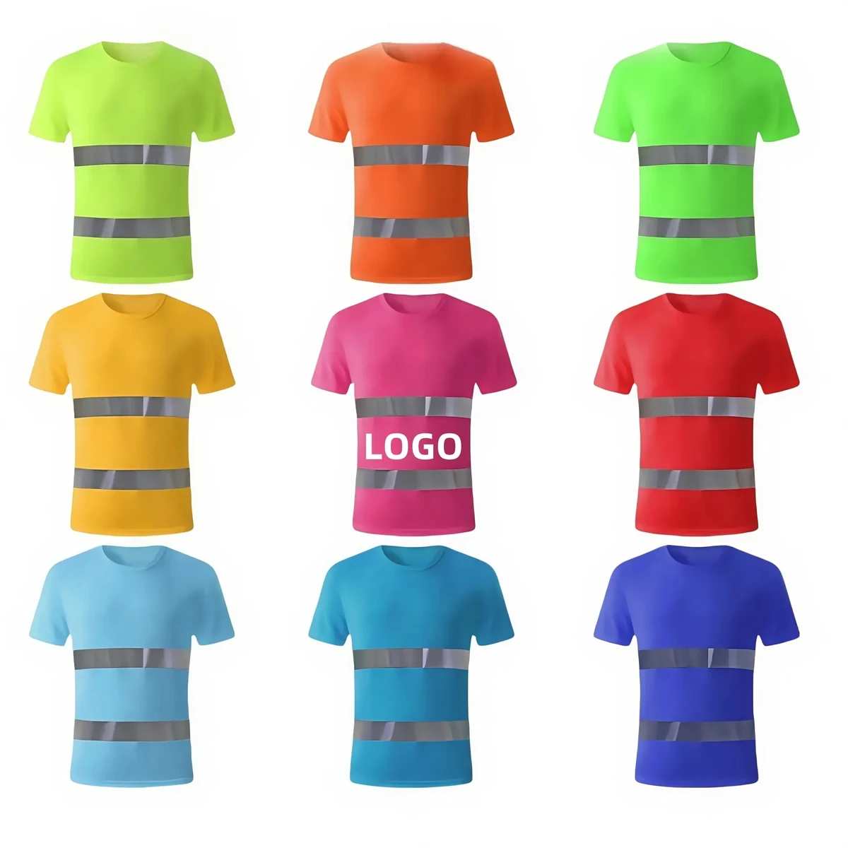 Double Stripe Reflective Crew Neck Short Sleeve 1