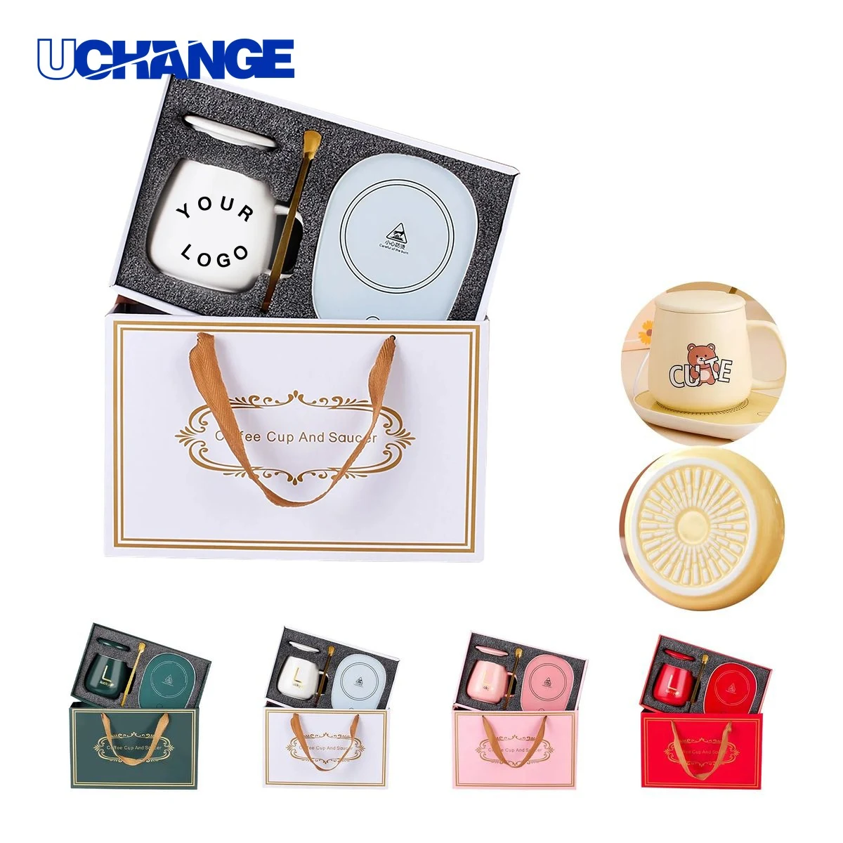Ceramic Mug Gift Set Kit with Heating Base 1