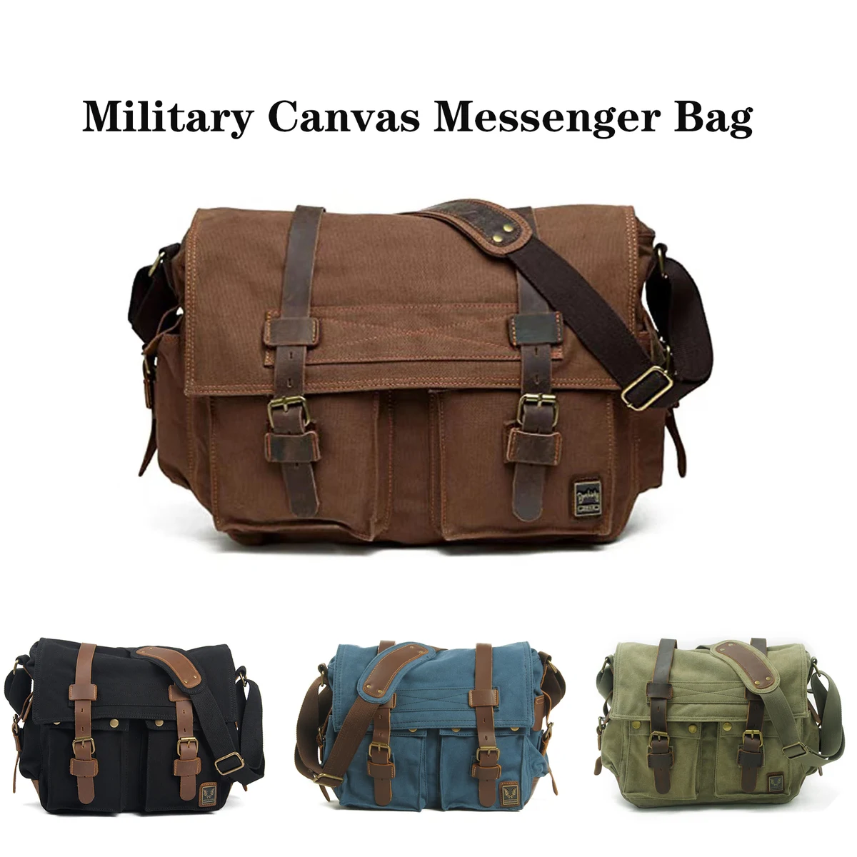 Vintage Military Men Canvas Messenger Bag 1