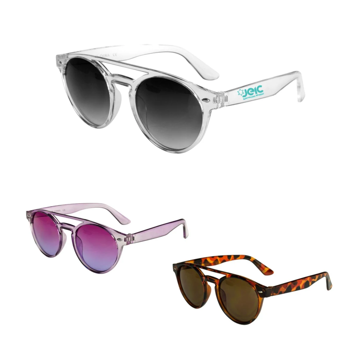 UV Protection Round Sunglasses with Clear Frame 1
