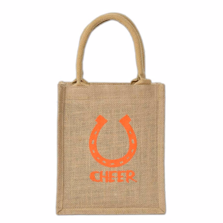 "Cabo" Small Laminated Burlap Tote Bag 9x4x11"