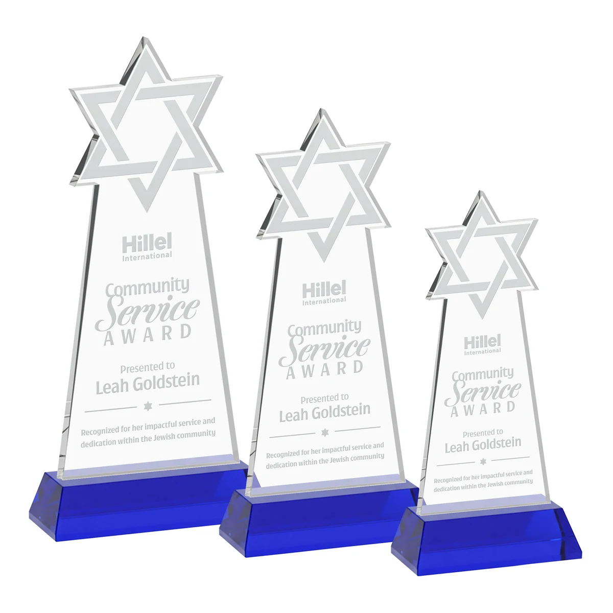 Star of David Award on Hartford Base - Blue 1
