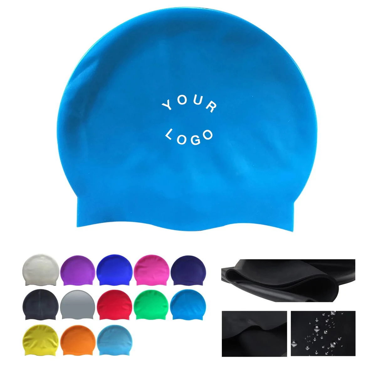 Silicone Swim Cap 9 Inch for Pool and Outdoor Use 1