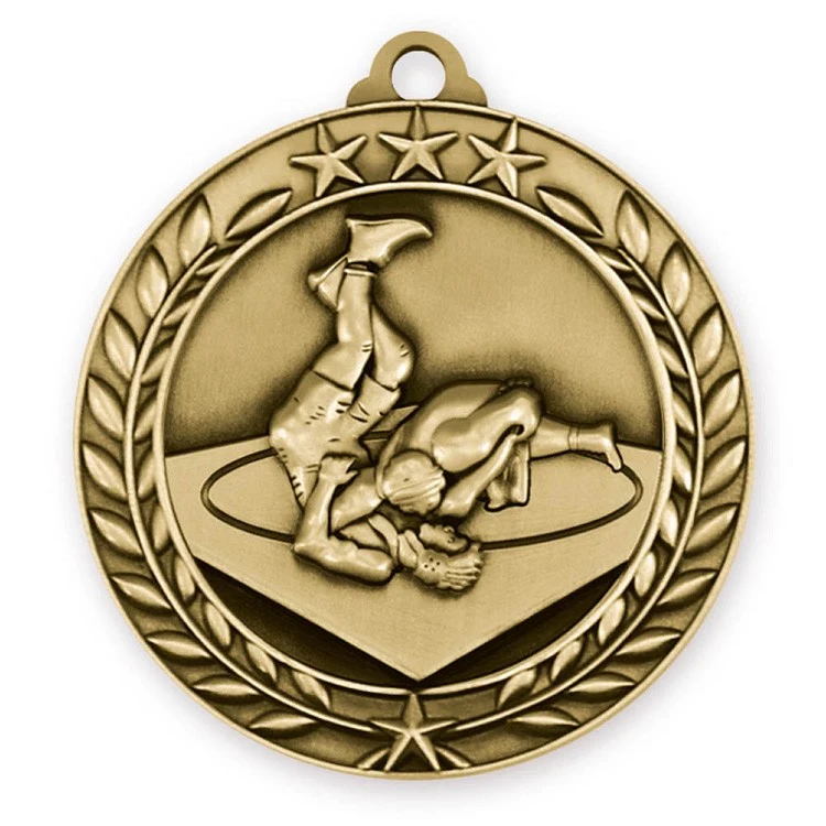 Wrestling Wreath Award Medallion (1-3/4") 1