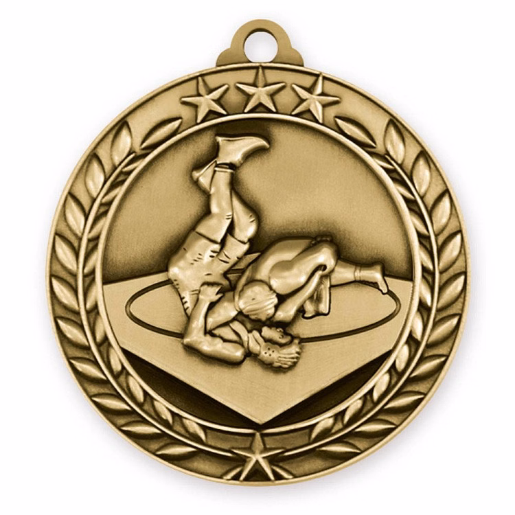 Wrestling Wreath Award Medallion (1-3/4")