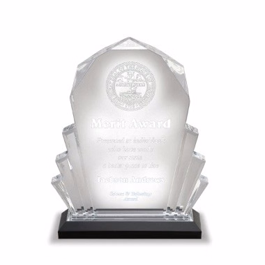 6" x 8" Blue Faceted Acrylic Trophy - Small