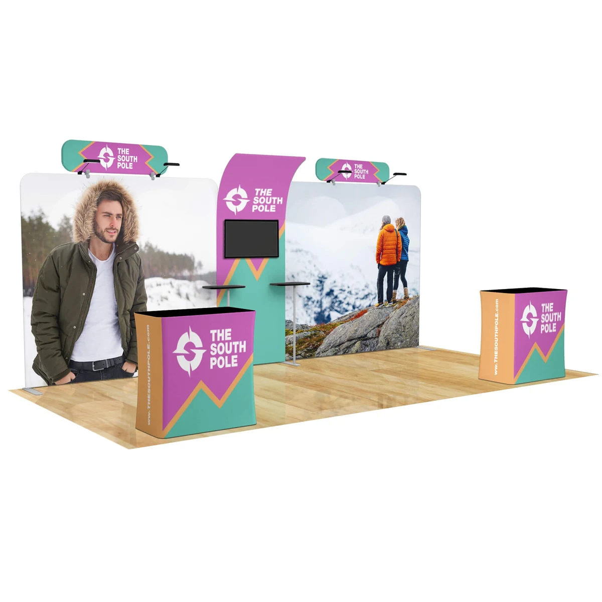 20ft Curved Media Wall Trade Show Booth Package 1