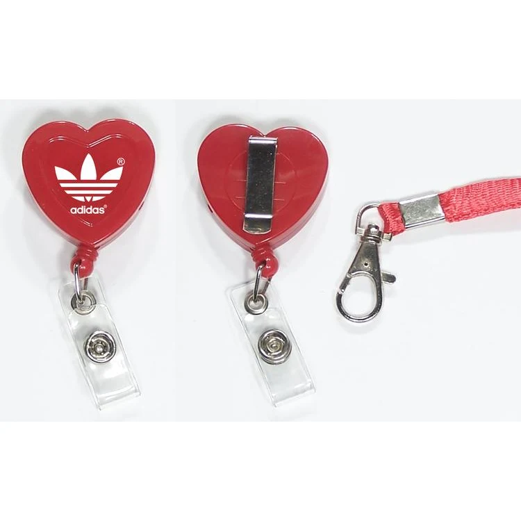 2-in-1 Heart shape retractable badge holder with lanyard 1