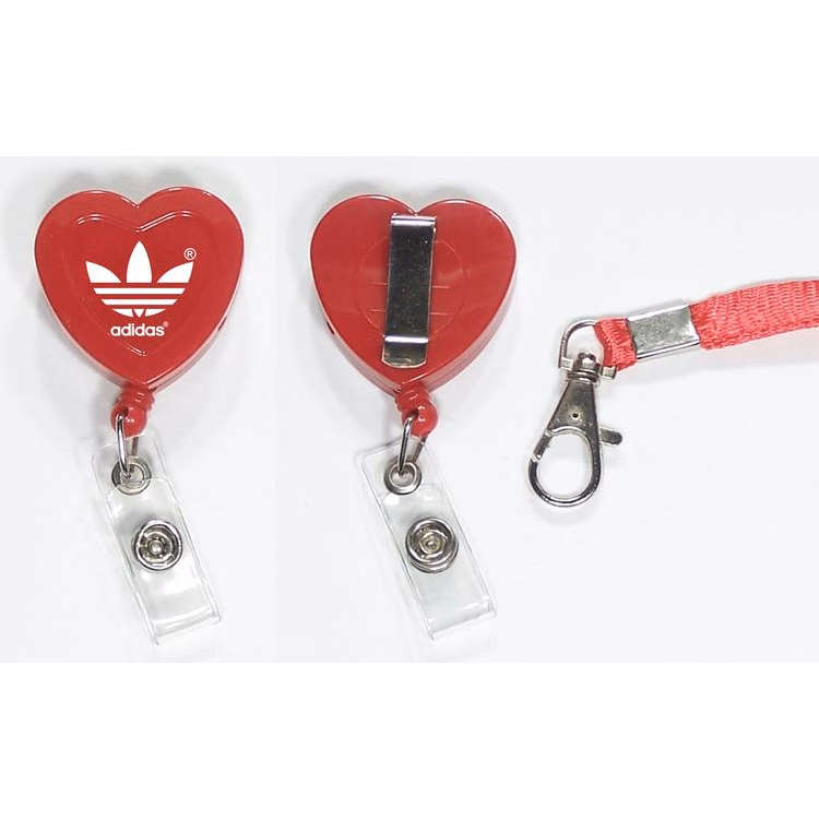 2-in-1 Heart shape retractable badge holder with lanyard