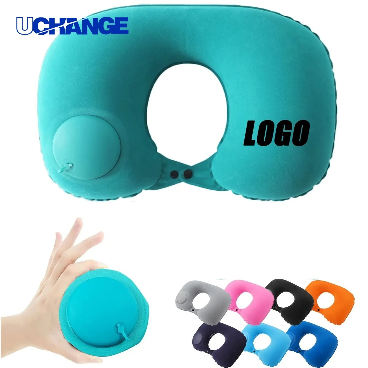 Flocking Inflatable U-Shaped Pillow Travel & Neck Support 1