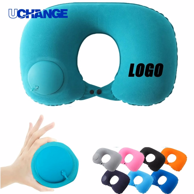 Flocking Inflatable U-Shaped Pillow Travel & Neck Support
