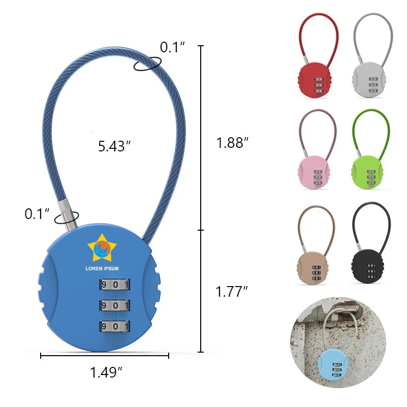 Portable Wire Rope Combination Password Padlock 1