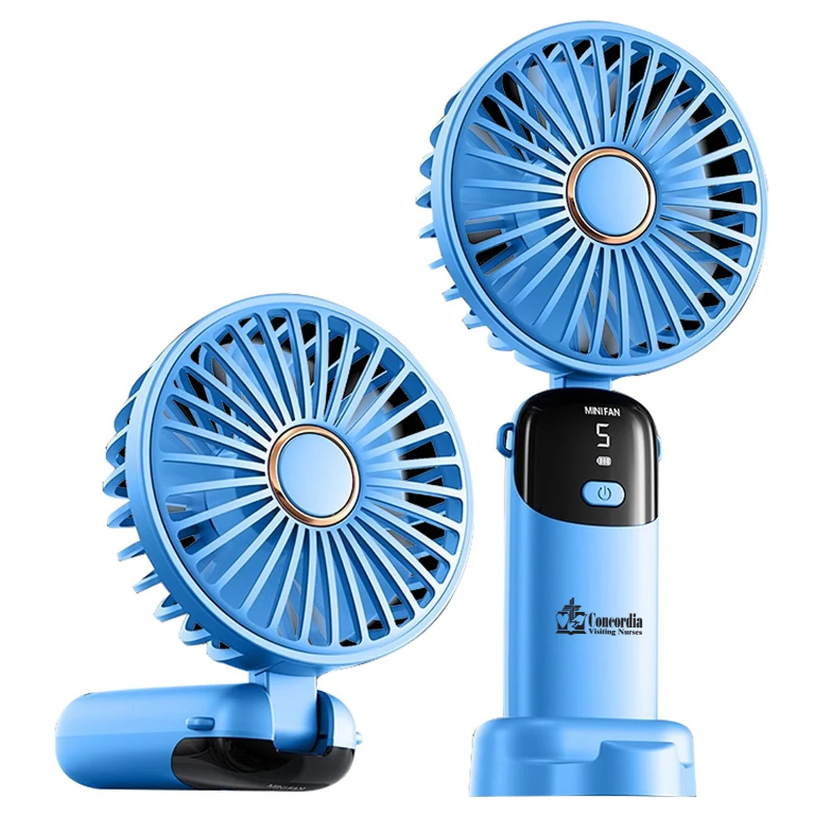 Handheld Foldable 1200 mAh Fan with LED Display & Base 1