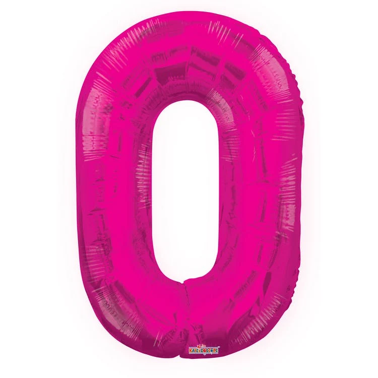 Mylar Number 0 Balloons - Pink 34" 1