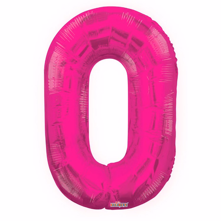 Mylar Number 0 Balloons - Pink 34"