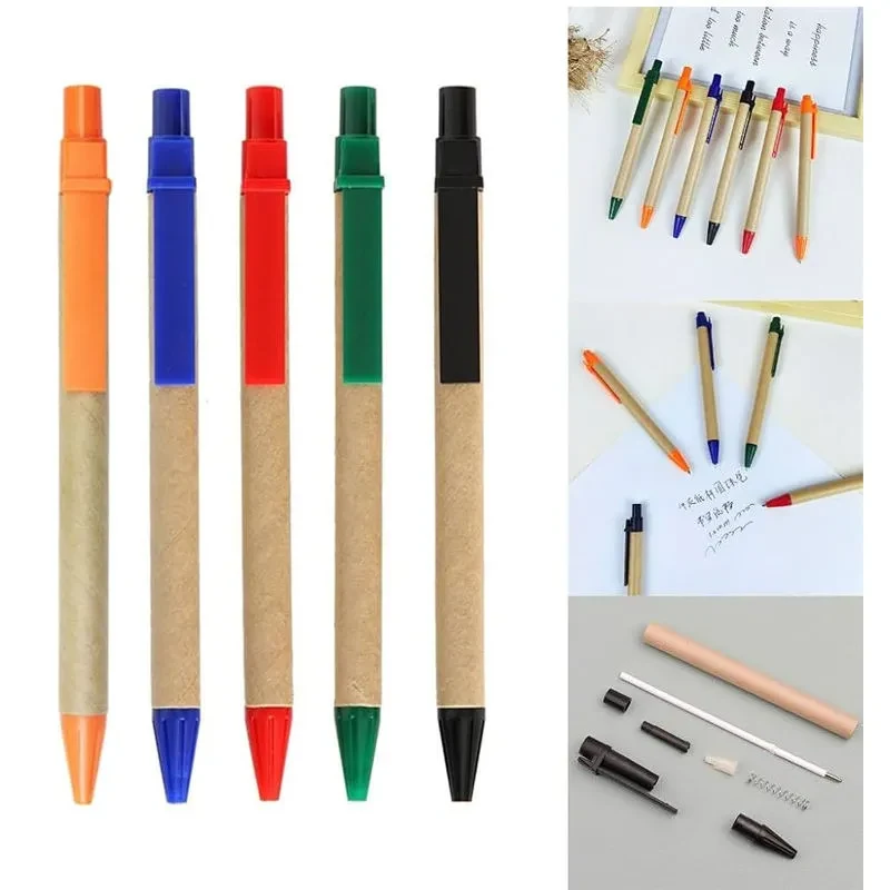 Eco Friendly Ink Kraft Paper Pen Retractable Ballpoint ABS 1