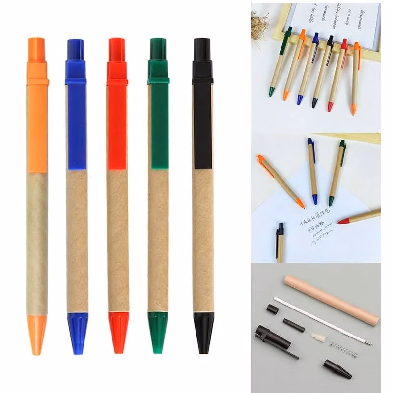 Eco Friendly Ink Kraft Paper Pen Retractable Ballpoint ABS