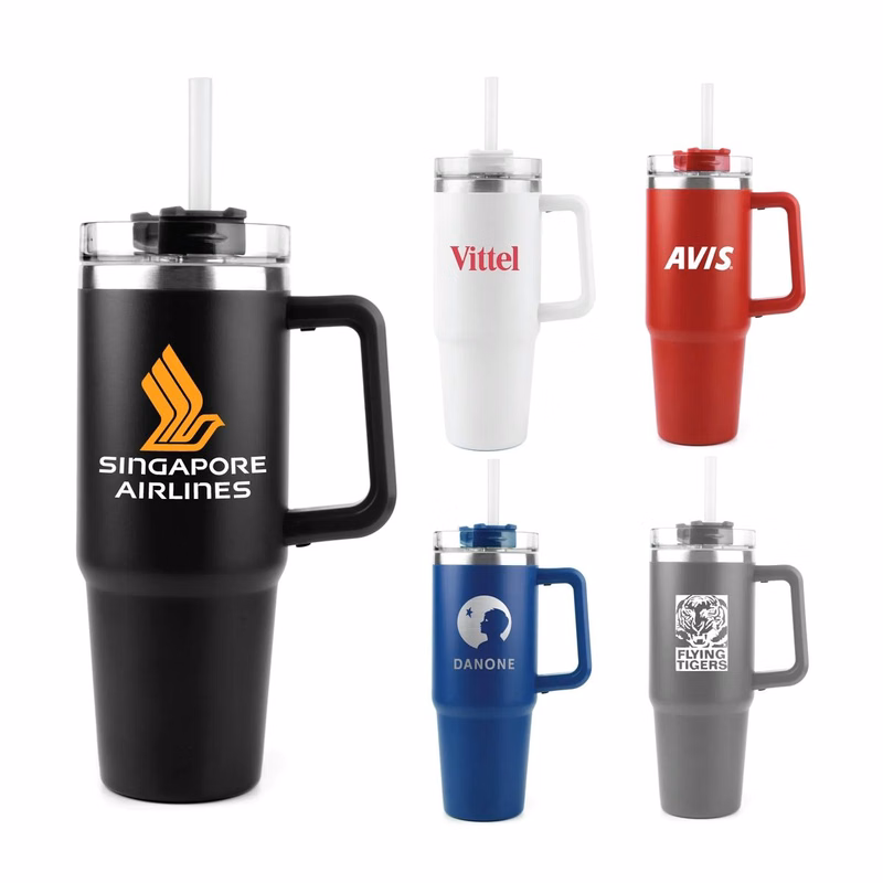 30oz Premium Stainless Travel Mug w/ Straw and Twist Closure