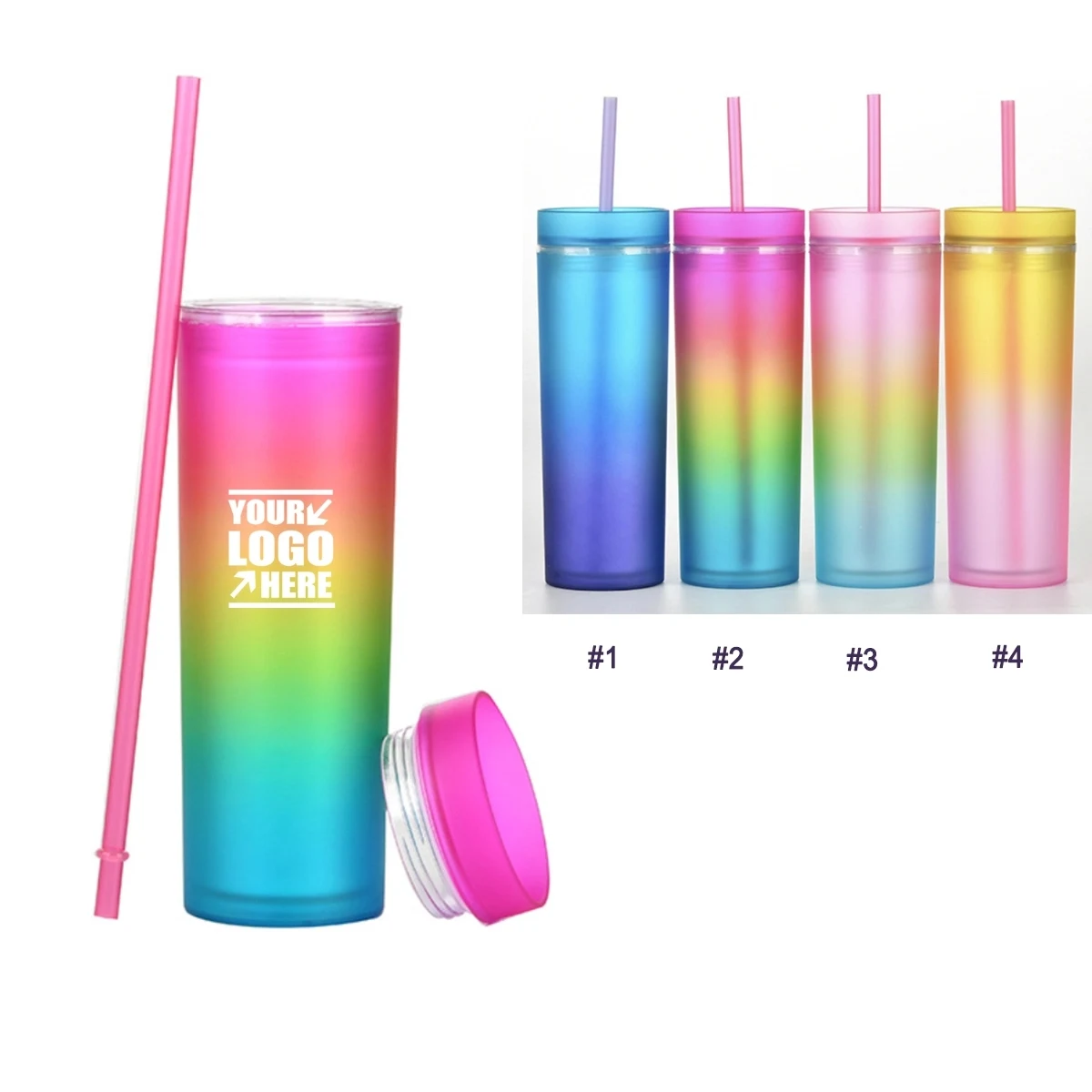 16 Oz Colorful Straw Cup 1