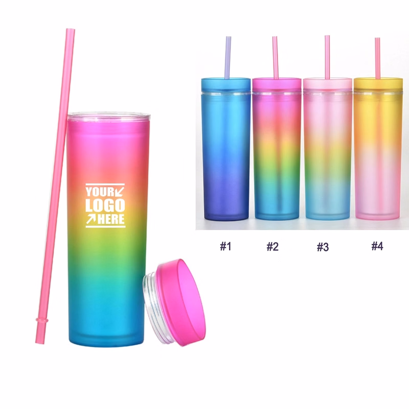 16 Oz Colorful Straw Cup
