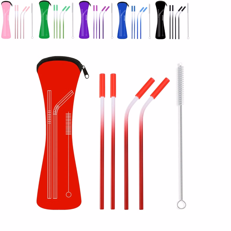 5 PCS Stainless Steel Straws with Carry Pouch